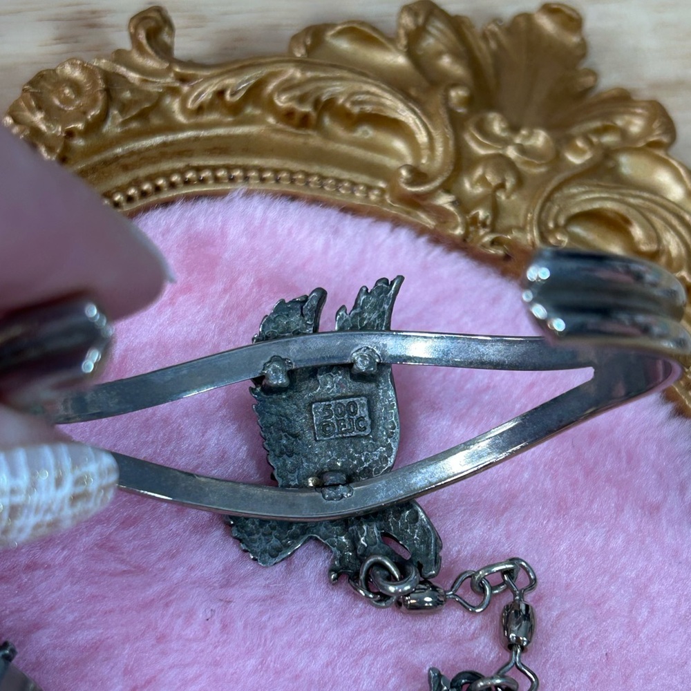 EJC 1992 Vintage Silver Eagle Slave Cuff Bracelet and Ring - Picture 3 of 13